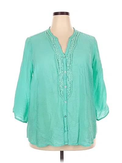 Pre-owned Dressbarn 3/4 Sleeve Blouse In Teal