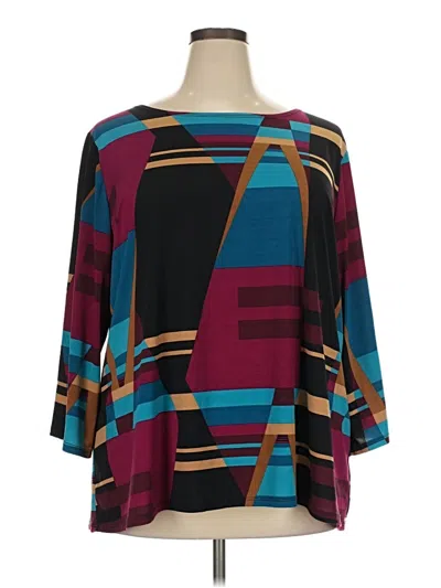 Pre-owned Dressbarn 3/4 Sleeve Blouse In Teal