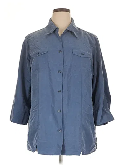 Pre-owned Dressbarn 3/4 Sleeve Button Down Shirt In Blue