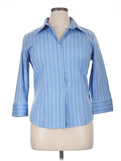 Pre-owned Dressbarn 3/4 Sleeve Button Down Shirt In Blue