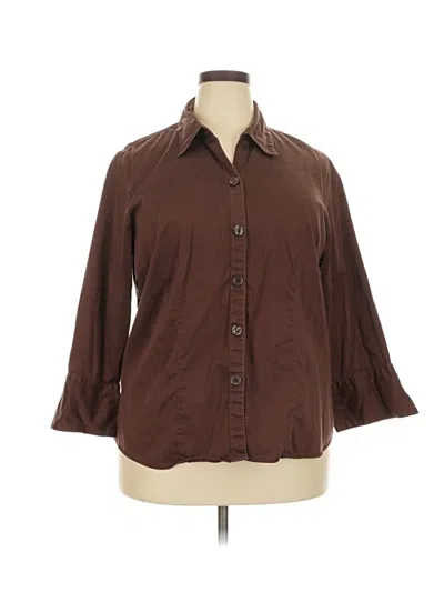 Pre-owned Dressbarn 3/4 Sleeve Button Down Shirt In Brown