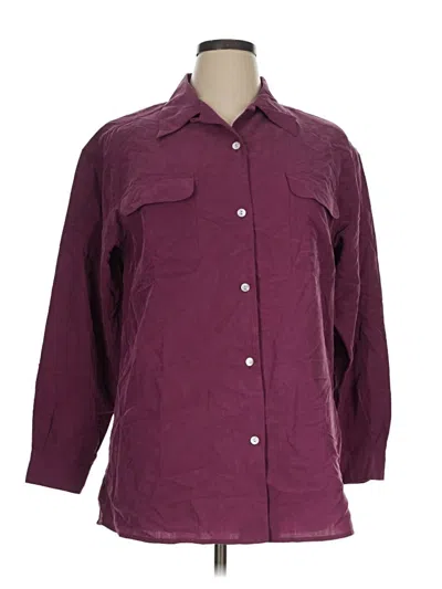 Pre-owned Dressbarn 3/4 Sleeve Button Down Shirt In Burgundy
