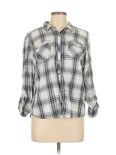 Pre-owned Dressbarn 3/4 Sleeve Button Down Shirt In Gray