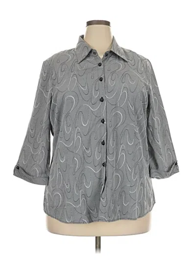 Pre-owned Dressbarn 3/4 Sleeve Button Down Shirt In Gray