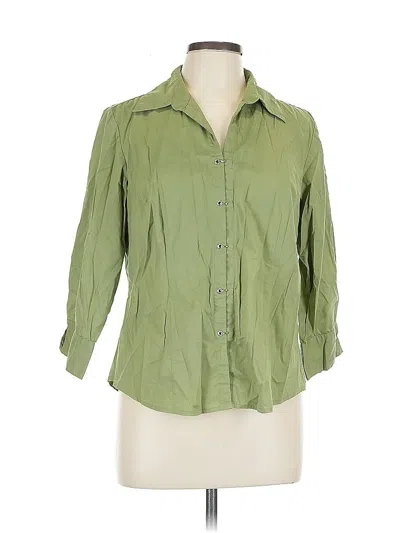 Pre-owned Dressbarn 3/4 Sleeve Button Down Shirt In Green