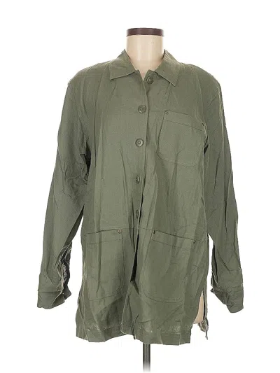 Pre-owned Dressbarn 3/4 Sleeve Button Down Shirt In Green