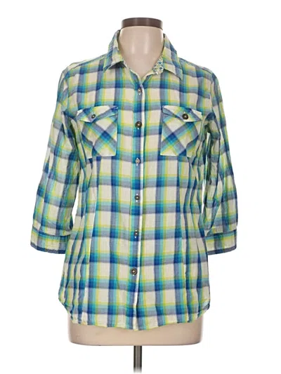 Pre-owned Dressbarn 3/4 Sleeve Button Down Shirt In Green