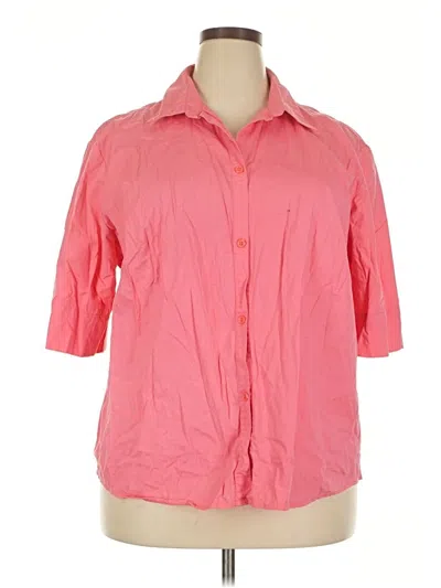 Pre-owned Dressbarn 3/4 Sleeve Button Down Shirt In Pink
