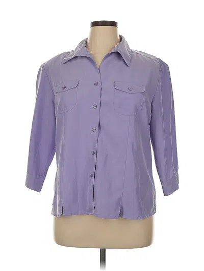 Pre-owned Dressbarn 3/4 Sleeve Button Down Shirt In Purple