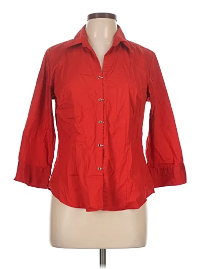 Pre-owned Dressbarn 3/4 Sleeve Button Down Shirt In Red