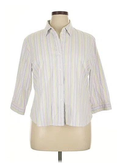 Pre-owned Dressbarn 3/4 Sleeve Button Down Shirt In White