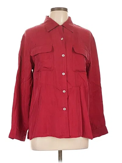 Pre-owned Dressbarn 3/4 Sleeve Silk Top In Burgundy