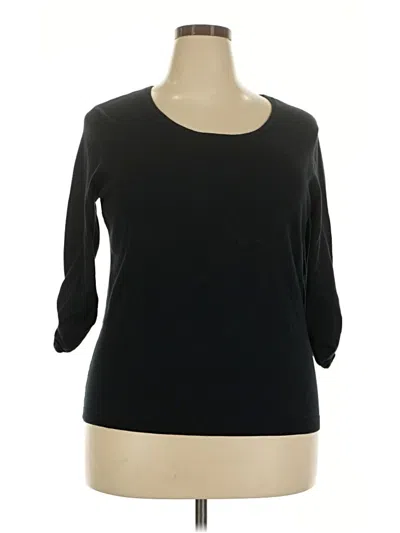 Pre-owned Dressbarn 3/4 Sleeve T-shirt In Black