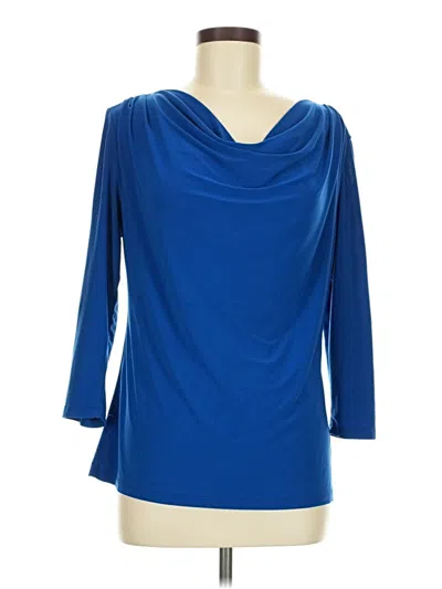 Pre-owned Dressbarn 3/4 Sleeve T-shirt In Blue