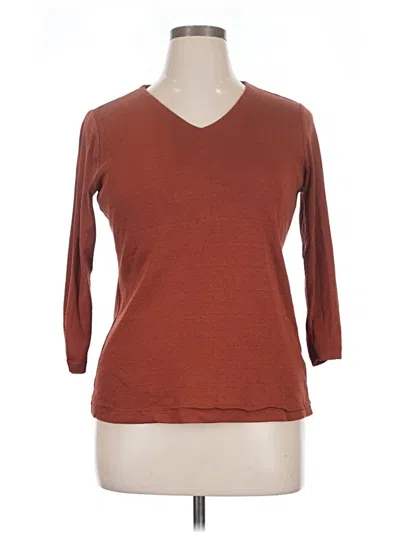 Pre-owned Dressbarn 3/4 Sleeve T-shirt In Brown