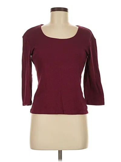 Pre-owned Dressbarn 3/4 Sleeve T-shirt In Burgundy