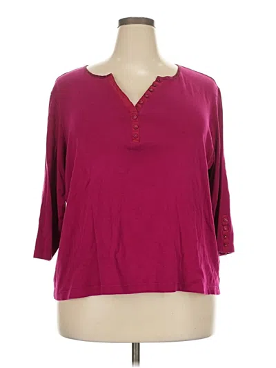 Pre-owned Dressbarn 3/4 Sleeve T-shirt In Burgundy