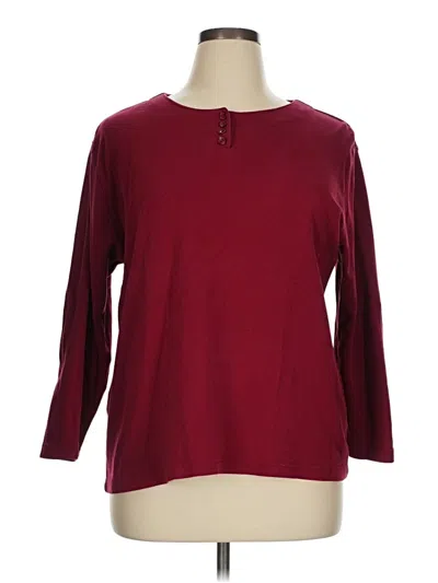 Pre-owned Dressbarn 3/4 Sleeve T-shirt In Burgundy