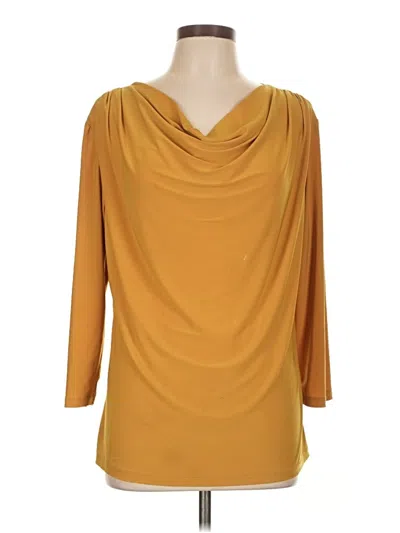 Pre-owned Dressbarn 3/4 Sleeve T-shirt In Gold