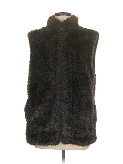 Pre-owned Dressbarn Faux Fur Vest In Black