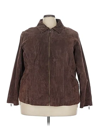 Pre-owned Dressbarn Leather Jacket In Brown