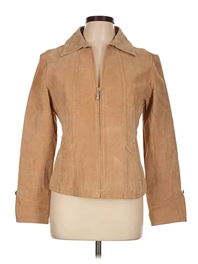 Pre-owned Dressbarn Leather Jacket In Tan