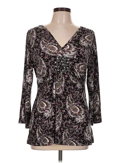 Pre-owned Dressbarn Long Sleeve Blouse In Black