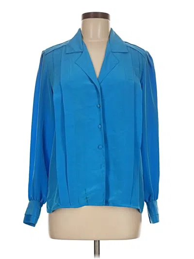 Pre-owned Dressbarn Long Sleeve Blouse In Blue