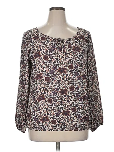 Pre-owned Dressbarn Long Sleeve Blouse In Brown