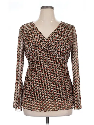 Pre-owned Dressbarn Long Sleeve Blouse In Brown