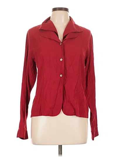 Pre-owned Dressbarn Long Sleeve Blouse In Burgundy