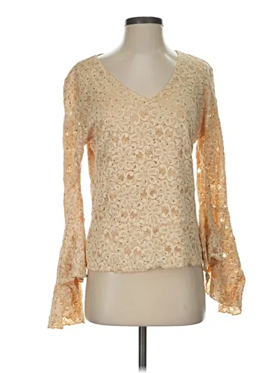 Pre-owned Dressbarn Long Sleeve Blouse In Gold