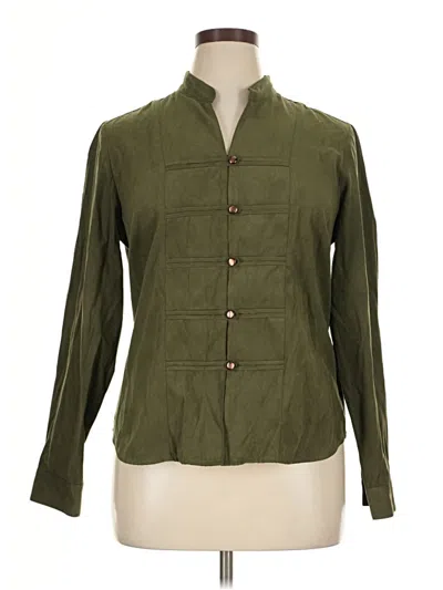 Pre-owned Dressbarn Long Sleeve Blouse In Green