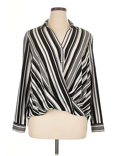 Pre-owned Dressbarn Long Sleeve Blouse In Silver
