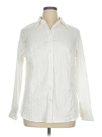 Pre-owned Dressbarn Long Sleeve Blouse In White