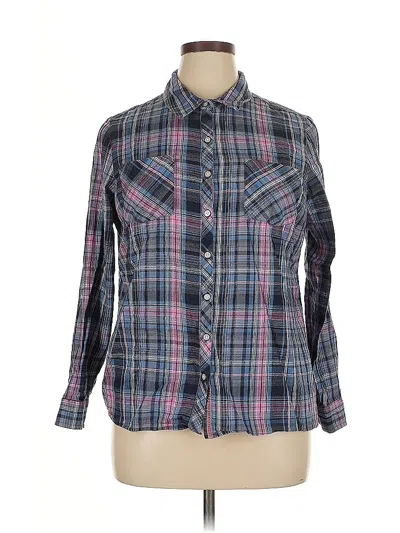 Pre-owned Dressbarn Long Sleeve Button Down Shirt In Blue