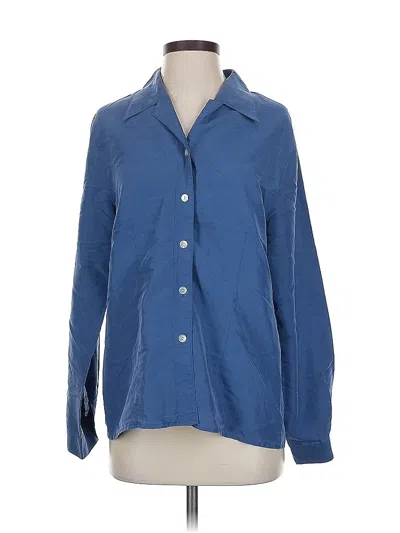 Pre-owned Dressbarn Long Sleeve Button Down Shirt In Blue