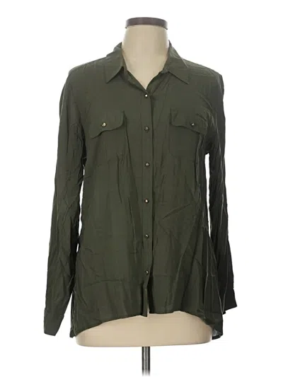 Pre-owned Dressbarn Long Sleeve Button Down Shirt In Green