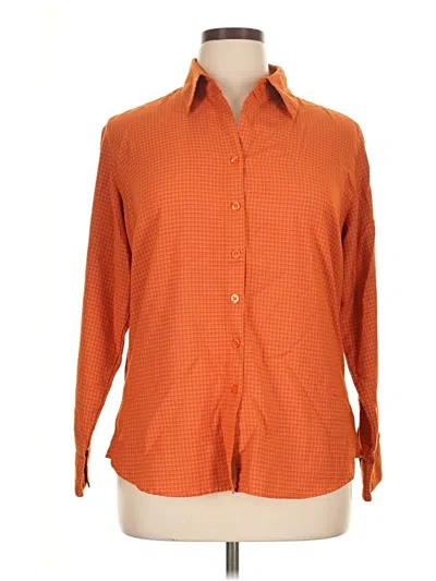 Pre-owned Dressbarn Long Sleeve Button Down Shirt In Orange