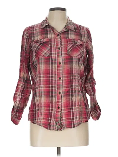 Pre-owned Dressbarn Long Sleeve Button Down Shirt In Pink