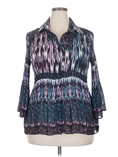 Pre-owned Dressbarn Long Sleeve Polo Shirt In Purple