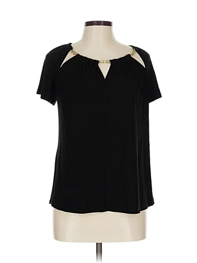 Pre-owned Dressbarn Short Sleeve Blouse In Black