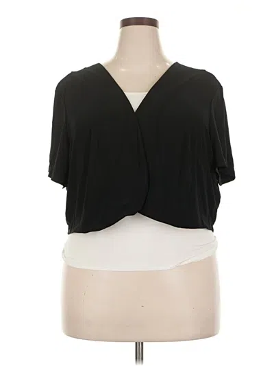 Pre-owned Dressbarn Short Sleeve Blouse In Black