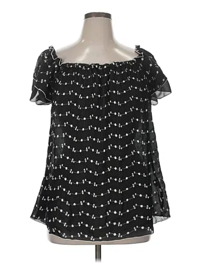 Pre-owned Dressbarn Short Sleeve Blouse In Black