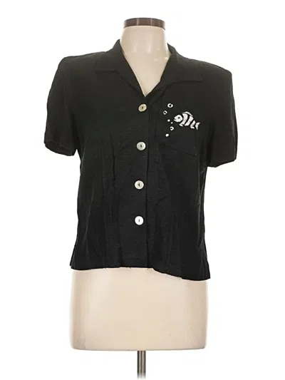 Pre-owned Dressbarn Short Sleeve Blouse In Black