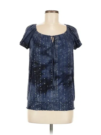 Pre-owned Dressbarn Short Sleeve Blouse In Blue