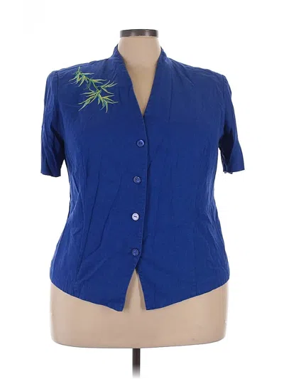 Pre-owned Dressbarn Short Sleeve Blouse In Blue