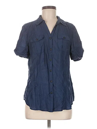 Pre-owned Dressbarn Short Sleeve Blouse In Blue