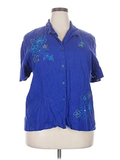 Pre-owned Dressbarn Short Sleeve Blouse In Blue