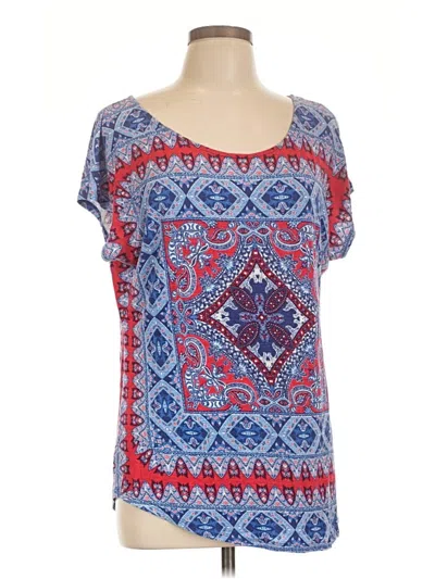 Pre-owned Dressbarn Short Sleeve Blouse In Blue